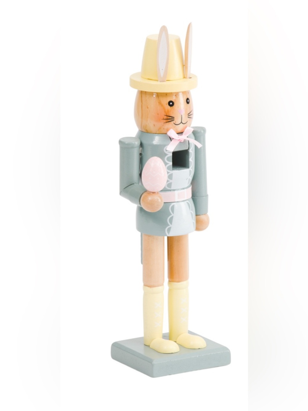 🆕- GARDENERS EDEN Wooden BUNNY NUTCRACKER  HOLDING EASTER EGG